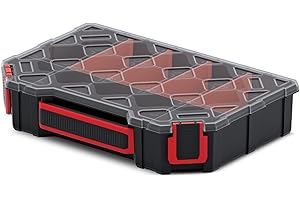 Kistenberg Tager 30 organizerów na narzędzia, skrzynka na narzędzia z 4 wyjmowanymi przegródkami, przezroczysta pokrywa, 30 x 21 x 8 cm