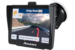 Sat Nav, Aonerex GPS Navigation for Car Truck Lorry HGV LGV Motorhome, 7 inch Touch Screen with Sun-Shielding Frame, Multiple-Language Turn- to-Turn Voice Indication, Lifetime Gratis Map Updates