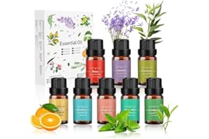 ‎AULAYA Ätherische Öle Set 8 x 10 ml, 100% Naturrein Aroma Duftöl Rosmarin, Bergamotte, Eukalyptus, Lavendel Pfefferminze, Zitronengras Bergamotte etc für Diffuser, Seife, Kerzen, Luftbefeuchter, SPA
