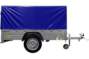 UNITRAILER Remolque basculante de Carga Ligero Garden Trailer 150 Kipp 150x106 750 KG con toldo Azul