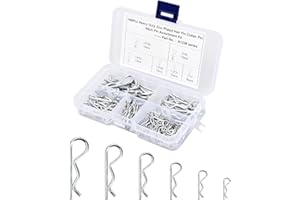 Tinsellns Cotter Pins Assortment Kit, Zinc Plated Carbon Steel R Clips, 100 Pcs, 6 Sizes, M1-M2.5, U-Shape, Hairpin, Silver