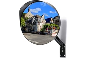 RMAN® 30 cm Espejo de Tráfico Convexo - Espejo de Seguridad de Pared con Soporte Ajustable 130° para Vehículos, Almacenes, Garajes, Parques, Resistente a la Intemperie