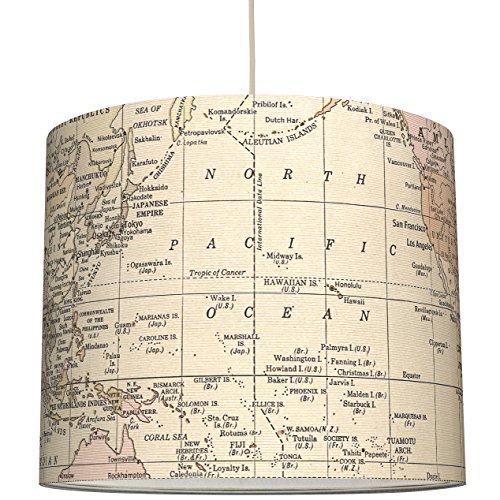 anna wand Lampenschirm WELTKARTE VINTAGE/SEPIA – Schirm für Lampen mit Weltkarten-Motiv in Pastell- und Beigetönen – Sanftes Licht für Tischleuchte / Stehlampe / Hängelampe im Wohnzimmer, Esszimmer, Schlafzimmer - 3