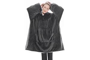 TUARE Blanket Hoodie, Super Soft Warm Oversized Blanket Hoodie Women, Girls Wearable Snuggle Hoodie Blanket With Big Pocket, Fluffy Sherpa Fleece Comfy Blanket Giant Huggle Hoodie For Christmas Gift