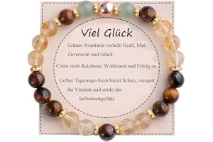 UEUC Heilstein-Perlenarmband für Frauen, Armband mit natürlichen Edelsteinen, Gleichgewichtsschutz, spirituelles Kristallperlenarmband zur Angstlinderung mit Bedeutungskarte
