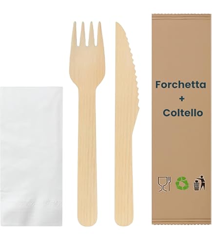 Set Posate Forchetta, Cucchiaio, Coltello e Tovagliolo Trasp. (25 Pezzi