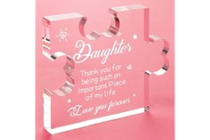 Funnli Daughter Gifts, Engraved Acrylic Block Puzzle Birthday Gifts for Daughter, 3.35 x 2.76 Inch Table Decoration Present for Daughter, Idea Graduation Christmas Gifts for Daughter from Mum/Dad