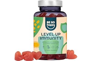 BE SO HAPPY Gummies pour le système immunitaire | Avec l’échinacée, le sureau, la vitamine C et le zinc | Pour les défenses, la fatigue et l’épuisement | 60 Gummies | Sans Gluten ni Lactose