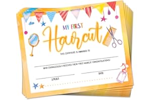 Doodlream 30 My First Haircut Certificate Papers for Baby, 25 x 20cm Blank Certificates with Scissor for Hair Salon