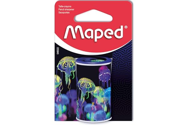 Maped - Taille-crayons canette - 1 trou - Avec réservoir - Décor Deepsea Paradise - Emballage recyclable