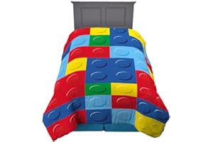 Franco Lego Bricks Kids Bedding - Trapunta in morbida microfibra per letto matrimoniale, prodotto con licenza ufficiale