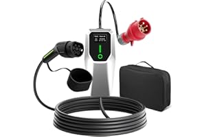 AWESAFE Typ 2 EV Ladegerät, 11kW, instellbarer Ladeleistung 6/8/10/13/16A, 5 Meter, 3 Phasig, CEE-Stecker, Tragbares EV Ladekabel mit LED Digitalanzeige, Mobile Wallbox für Elektroauto