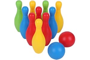 FLORMOON Gry w kręgle 10 sztuk kryty gra w kręgle na zewnątrz śmieszne plastikowe zabawki edukacyjne rodzinne gry sportowe dla wieków 2 3 4 5 6 lat małe dzieci chłopcy dziewczyny