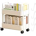 2 Tier Rolling Cart Storage Trolley, Utility Rolling Cart Wheels, Kitchen Storage Rack Wheels, Rolling Library Book Cart For Room, Snack Cart Trolley, Multi Functional Movable Storage Organizer