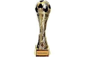 Larius Group Coppa da calcio con incisione a scelta, extra grande (245 mm, 460 gr.) – Trofeo d'onore – Palla per scarpe dorate