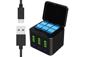 PASUKTER 2000mah Battery for Gopro Hero 12 11 10 9 battery,Battery Charger Kit for GoPro Hero 12 11 10 9 Charging Storage Box Suit[3 Packs Batties+1 Charging Box]