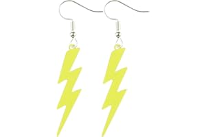 The Funky Barcode LIGHTENING BOLT YELLOW DANGLE EARRINGS Gift Box Available