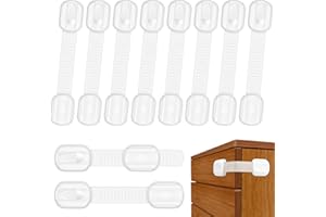 Kindersicherung Schrank, Kimsky 10 Stück Schranksicherung Baby, Weiß Schubladensicherung baby, Für Schränke, Schubladen, Kühlschrank, Mit Kleber, Kein Bohren