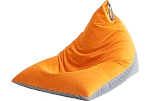 Nobildonna 4ft Bean Bag Chair Cover (No Filler) for Adults, 400L Extra Large Triangular Beanbag Chair Cover, Washable Beanbag Without Filling Ultra Soft Lazy Sofa Premium Velvet Cover (Orang Grey)