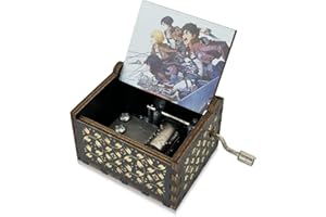Meloditrunk Mini Carillon in Legno a Tema Anime per Attack on Titan, Nero Antico Intagliato della Manovella Carillon in Legno Giocattolo, Idea Regalo per Famiglia, Amici, Capodanno e Compleanno