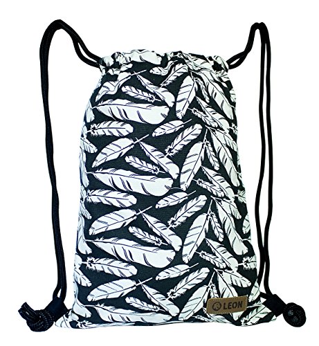 Tasche Turnbeutel Rucksack Sportbeutel Gym Bag von Leon Feder schwarz