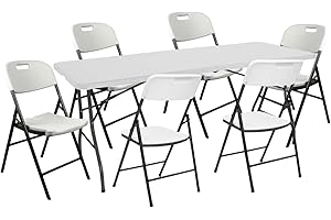 Orion91 Conjunto Plegable Mesa 180cm y 6 Sillas con Asa Catering O91