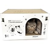 ATA HOME Katlanabilir Doğal Karton Kedi Evi Yuvası Karton Kedi Tırmalama Yuva Tahtası Kartonu Ev Kedi Evi Beyaz