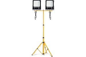 UISEBRT Focos LED Exterior 2 * 200W Blanco Frío con Trípode - Foco de trabajo LED reflector a prueba de agua IP66 para uso en interiores y exteriores - garaje, campo de deportes, obra de construcción