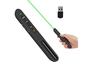 PRIMAJOR Presentation Clicker with Green Light, PPT PowerPoint Clicker, 2.4GHz Wireless Presenter Clicker for Classroom, Lecture Hall, Conference Room, Exhibition