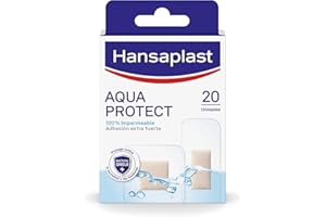 Hansaplast Aqua Protect Apósitos para heridas, apósitos impermeables, para nadar y bañarse, adhesión extrafuerte, altamente absorbentes, transpirables y transparentes, 20 apósitos