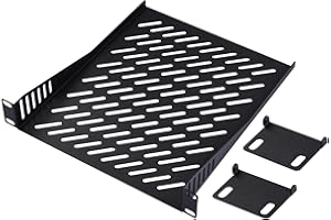 GeeekPi DeskPi RackMate T2 Accessories - Estante de rack de 10 pulgadas 1U, profundidad de 10.25 pulgadas, estante de servidor de 1U, bandeja voladiza ventilada para gabinete de red DeskPi Rackmate T2