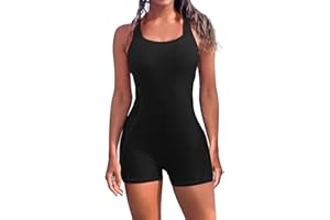 Attraco Damen Badeanzug Sport Bademode Bauchweg Einteiliger Badeanzug Push Up Badeanzüge Swimsuit Monokini Strandmode Sommer