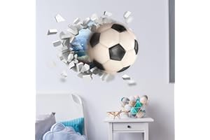 ​​ZephyrHome Adesivi Murali Calcio 3D - Decorazioni da Parete Grandi per Camera dei Bambini - Adesivo Murale per Camera da Letto Ragazzo- Decalcomanie Murali Calcio - Sticker Murali di Calcio