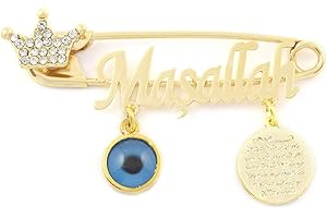 Remi Bijou Broches - Broche pour bébé enfant fille garçon porte-bonheur Masallah Allah Ayetel Kürsi prière Dua Nazar Boncuk oeil turc