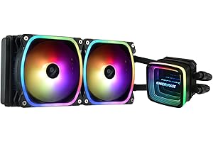 ENERMAX AQUAFUSION ADV ARGB 240 mm AIO CPU, Dual Chamber per Intel LGA1700/AMD AM5 Support 330W + TDP (2 ventole SquA RGB 120 PWM); ELC-AQFA240-SQA, nero