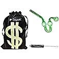 Newzenx Glass Oil Burner Pipe Color Glass Green Bubbler 12mm/6 Inch Included Pipe Cleaner & Velvet Pouch