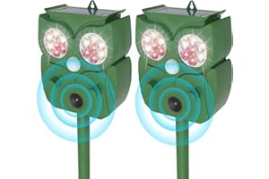 HULAXILOTI Katzenschreck Ultraschall 2 Stück, Katzenschreck für Garten, Wasserdicht IP65, 5 Vertreibungsmodi, zur Vertreibung von streunenden Katzen, Tauben und Anderen Tieren