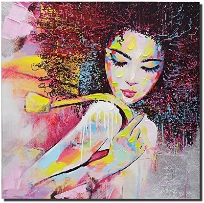 Crescent Art Black Art Nude Women Painting on Canvas Print Wall Art for Living Room Wall Decor Unframed (32 x 32 inch, A)