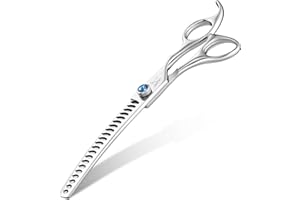 JASON 7" Ciseaux Chunker Courbés pour Chiens - Ciseaux Professionnels de Toilettage pour Chiens, Acier Inoxydable Japonais 440C, Ciseaux de Toilettage Professionnels pour Groomers (21 Dents)