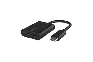 ‎BELKIN Belkin RockStar™ Adapter USB-C do audio i ładowania, adapter słuchawkowy z kablem USB-C i szybkim ładowaniem 60 W dla iPhone'a 16, iPada Pro, Galaxy, Note, Google Pixel, LG, Sony, OnePlus – czarny