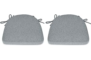 TANYOO 2er Set Sitzkissen Stuhl Waschbares Stuhlkissen mit Bindeband 43 * 41cm Rutschfestes Sitzpolster halbrund geeignet für Gartenstuhl, Esszimmerstuhl oder Bürostuhl (Hellgrau)