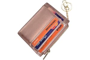 ehsbuy Porta Carte Credito Sottile Portatessere per Donna Ragazza Bimba, Portamonete con Cerniera Portachiavi, Portafoglio Donna Piccolo Pelle