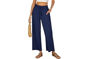 Yuson Girl Pantaloni Donna Estivi Leggeri Pantaloni Tuta Tinta Unita Pantaloni Lino Donna Pantaloni con Coulisse Pants Pantaloni in Cotone e Lino con Tasche