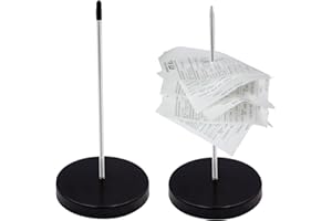 pangutheos 2 Pezzi Spike per Ricevute, Lega Cromata Porta Scontrini Rimovibili Porta Comande Ristorante con Base Rotonda Fattura Forcella per Ristoranti Uffici Negozi (Nero)