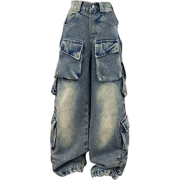 Jean Baggy Fille Cœur & Étoile - Jambe Large, Taille Élastique, Style Rétro Streetwear 5-13 Ans