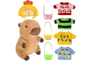 Lotvic Peluche Capybara, 23cm Capybara Peluche, Simulación Carpincho Juguetes, Lindo Animal de Peluches de Capibara con Trajes, Almohada de Peluches de Carpincho, Regalo para Niños y Niñas