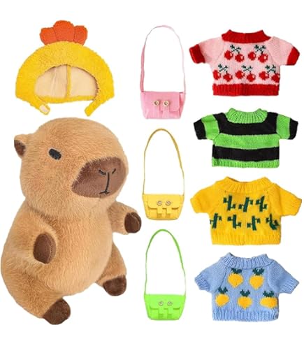 XWDEEX Capybara Plüschtier 25cm - Niedliches Kuscheltier Mit Weihnachtsmütze