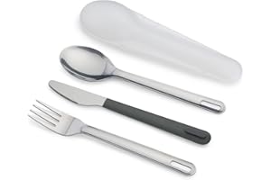 Set di posate da viaggio riutilizzabili portatili, 3 pezzi/set bacchette per vernice in acciaio inossidabile, forchetta, set di posate con cucchiaio, con scatola di immagazzinaggio(Nero
