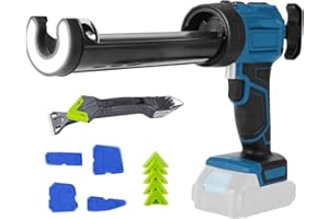 LIROPAU Pistola de Cartucho a Batería Compatible con Makita 18V Batería, Pistola de Calafateo Eléctrica con 4 Velocidades Ajustables, Luz LED, Pistola de Silicona Sin Goteo para Llenado, Sellado (Sin batería)