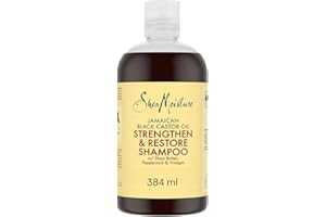 SHEA MOISTURE SheaMoisture Strengthen & Restore - Shampooing Doux - Sans Sulfate à l’Huile de Ricin Noir de Jamaïque et au Beurre de Karité - Pour Cheveux Abîmés ou Traités Chimiquement - 1 x 384 ml